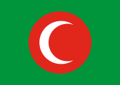 green, red circle, white crescent