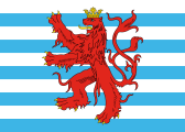 2006 Luxembourg flag proposal: 10 white-blue stripes with a red lion in a yellow crown
