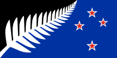 2015 New Zealand proposal: black-blue with a white fern and a red southern cross outlined in white
