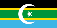 black-green-blue, yellow outline, white crescent and star